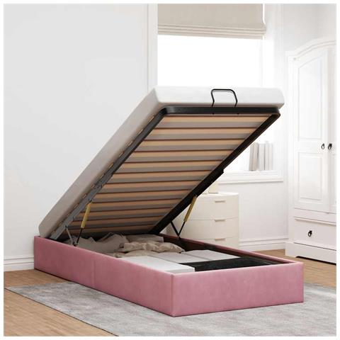 Struttura Letto Pouf Senza Materasso Rosa 80x200 cm Velluto - Foto 2