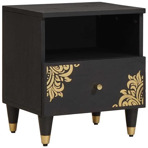 Armadio da Notte con cassetto 2 pcs Nero 40 x 33 x 46 cm - Foto 2