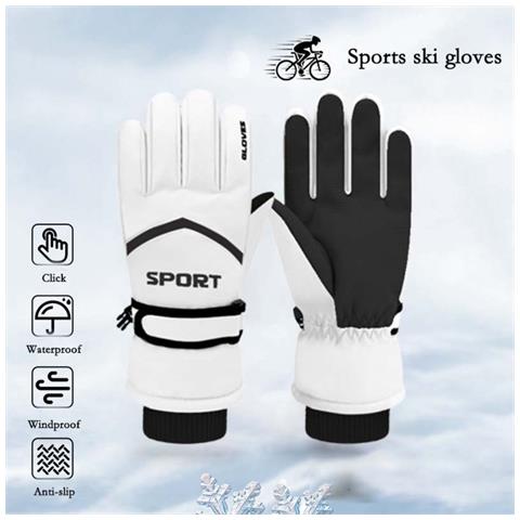 Guanti Da Sci Per Adulti - Impermeabili, Antivento, Touchscreen Per Ciclismo E Sport All'aperto White - Foto 2