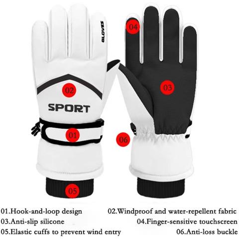 Guanti Da Sci Per Adulti - Impermeabili, Antivento, Touchscreen Per Ciclismo E Sport All'aperto White - Foto 3