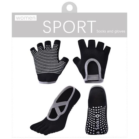 Set Guanti E Calzini Yoga Antiscivolo - Ideale Per Pilates, Danza E Fitness Black - Foto 1