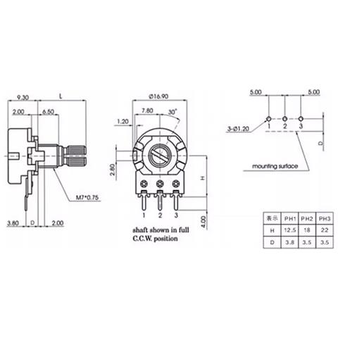 Potenziometro Lineare Rotativo B10k 10k Ohm - Metallo, Asse 15mm, 300° | Tolleranza + /- 20%, Potenza 0,125w | Per Pcb, Elettronica Di Precisione - Foto 5