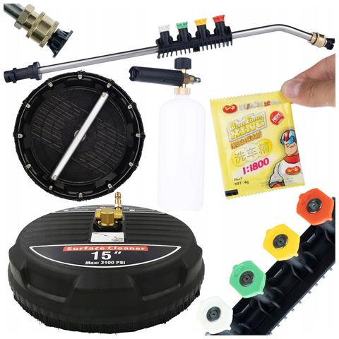Set Di Accessori Per Idropulitrice - Spazzola T-racer 15"", Lancia 1/4"" Con 5 Ugelli, Schiumogeno 1000ml, Polvere Schiumogena 6g | Alta Pressione, Compatibile Con Kärcher - Foto 1
