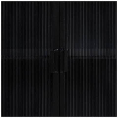 Vetrina In Metallo, Legno E Vetro Con 2 Porte 72x37x81h Cm - Nero - Foto 7