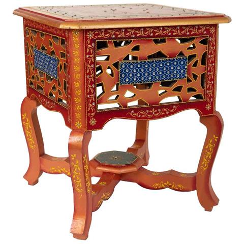 Comodino In Legno Verniciato Fatto A Mano Con 1 Cassetto Marrone 38x38x44,5 - Foto 1