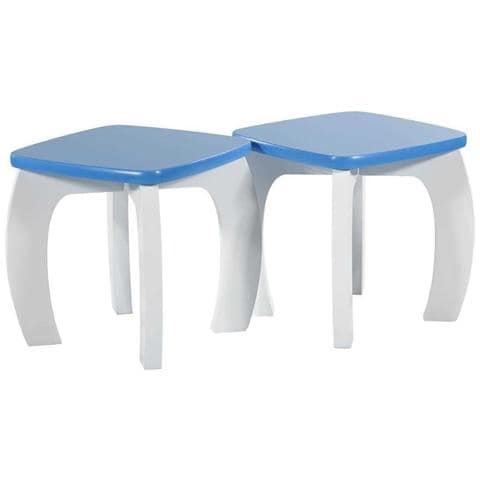 Set Tavolo E 2 Sgabelli In Legno Bianchi /blu 96x48x42 H Cm - Foto 2