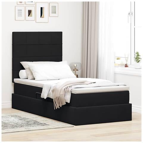 Letto con contenitore e materasso Nero 100 x 200 cm Velluto - Foto 2