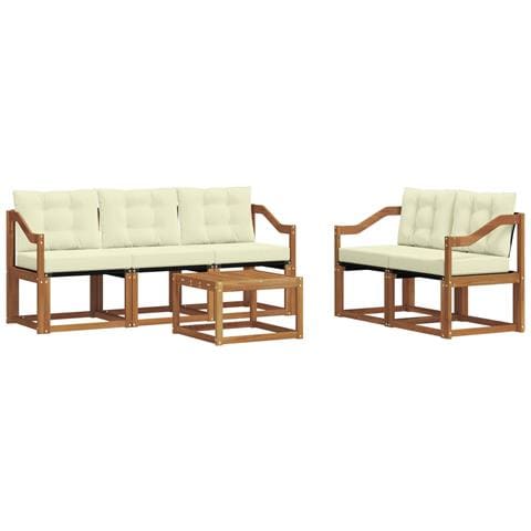 Set di divani da esterno con cuscino 6 pcs Naturale e Crema - Foto 1