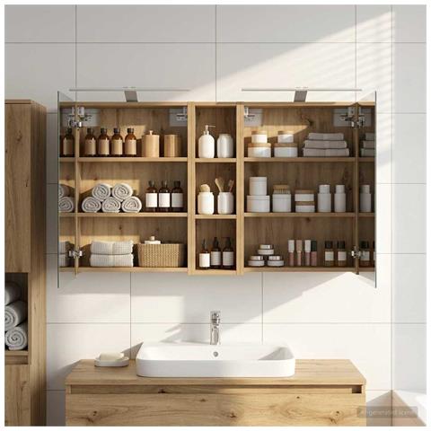 Set di Armadi da Bagno con lo scaffale 3 pcs 120 x 14,5 x 70 cm - Foto 2