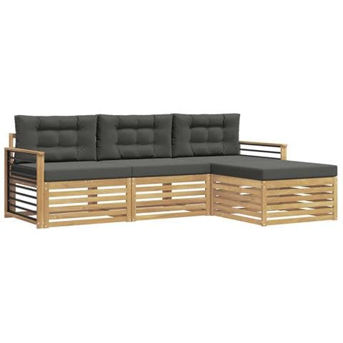 Set di divani da esterno 4 pcs Bianco e Antracite Poliestere - Foto 1