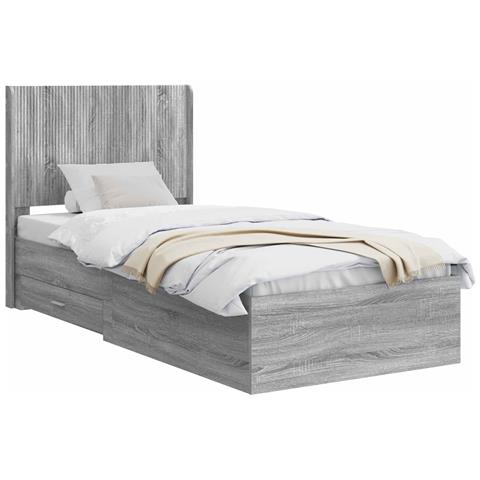Struttura del letto con stoccaggio e testata Sonoma grigio - Foto 1