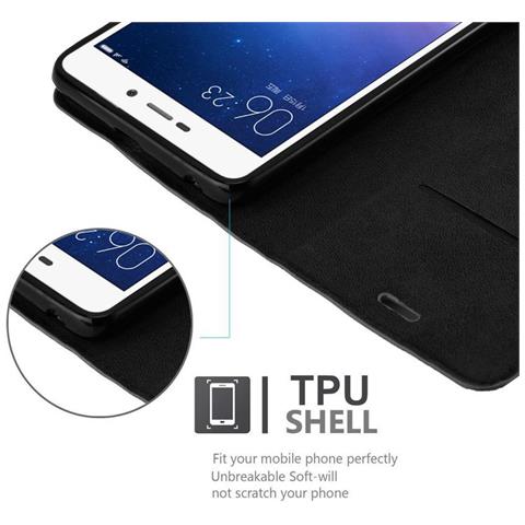 Custodia Compatibile Con Xiaomi Redmi 3s In Nero Di Notte - Coperchio Protettiva Con Chiusura Magnetica, Funzione Stand E Tasca Per Le Carte - Foto 5