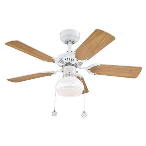 78704 Ventilatore Da Soffitto Princess Radiance Ii 90 Cm Bianco Per Interni, Kit Di Luce Con Cupola Di Vetro Smerigliato Opale. - Foto 2