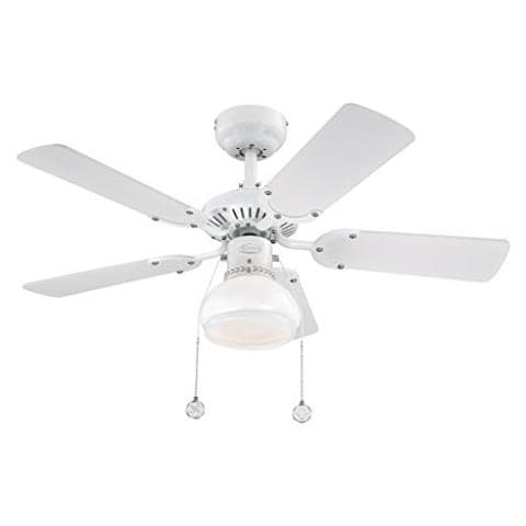 78704 Ventilatore Da Soffitto Princess Radiance Ii 90 Cm Bianco Per Interni, Kit Di Luce Con Cupola Di Vetro Smerigliato Opale. - Foto 3
