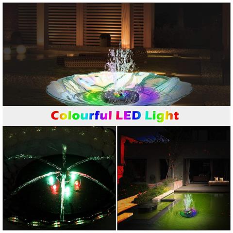 Fontana Ad Acqua Ad Energia Solare Da 18 Cm Con Illuminazione Led Colorata - Foto 13