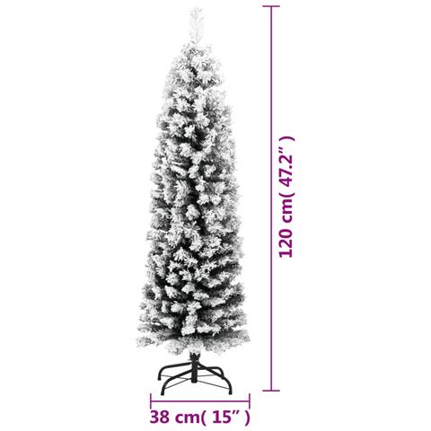 Albero di Natale Sottile con Neve Fioccata Verde 120 cm PVC - Foto 2
