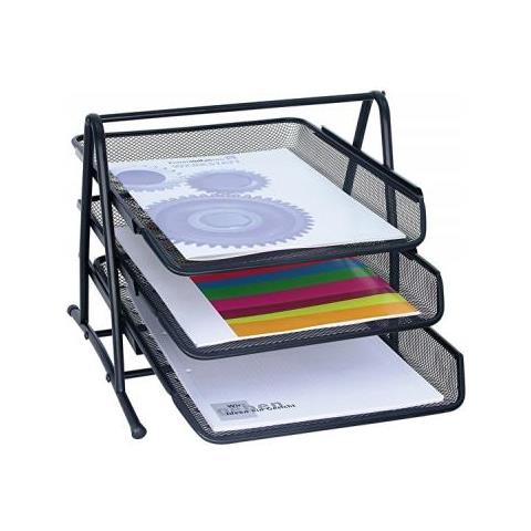 Wedo Vaschetta Per Lettere Da Ufficio In Filo Metallico 3 Ripiani Filo Metallico Nero Verniciato A Polvere Adatta Per Fo - Foto 1