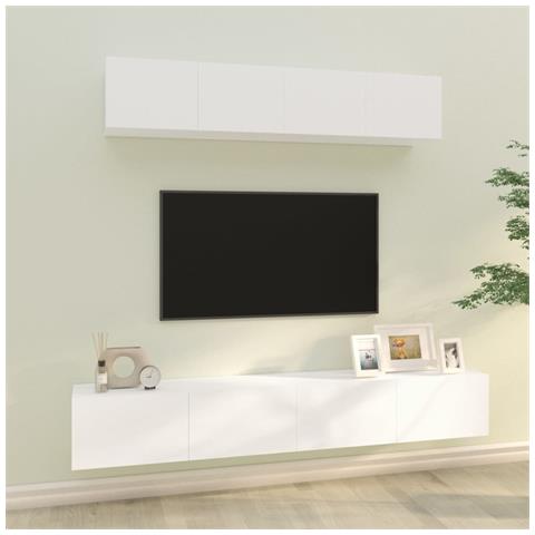 Set Di Mobili Porta Tv 4 Pz Bianco In Legno Multistrato - Foto 7