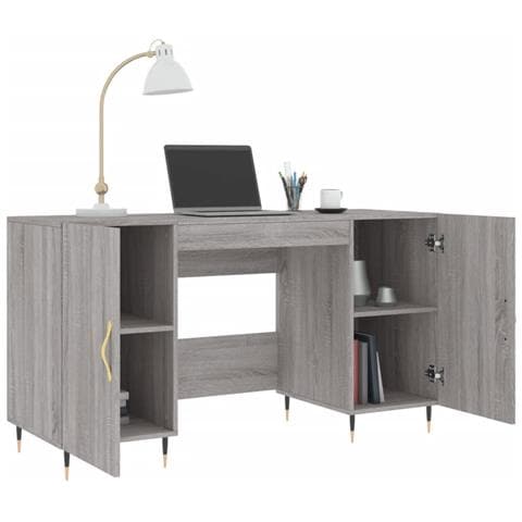 Scrivania Grigio Sonoma 140x50x75 Cm In Legno Multistrato - Foto 10