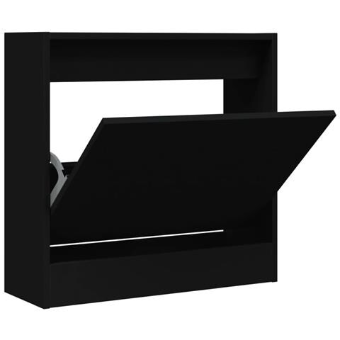 Scarpiera Nera 60x21x57 Cm In Legno Multistrato - Foto 2