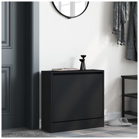 Scarpiera Nera 60x21x57 Cm In Legno Multistrato - Foto 3