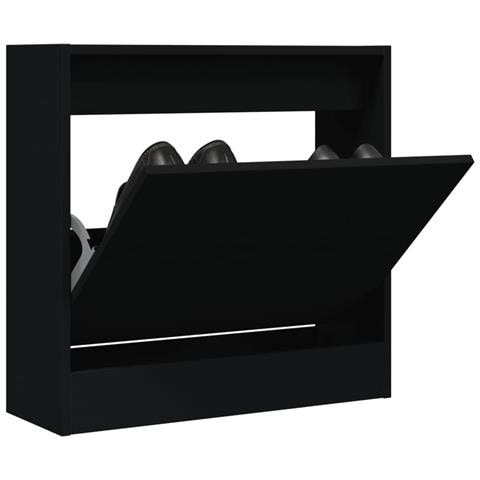 Scarpiera Nera 60x21x57 Cm In Legno Multistrato - Foto 1