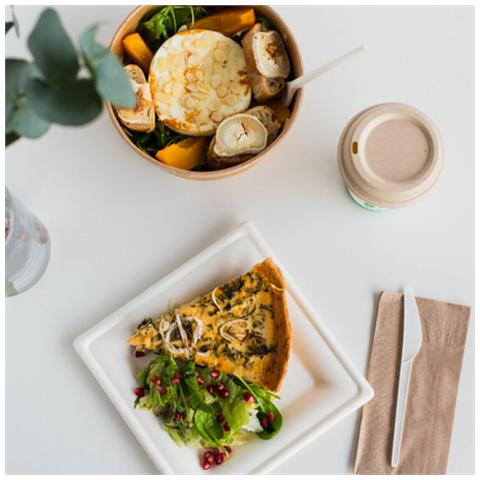 Set Di Piatti Algon Monouso Bianco Canna Da Zucchero Quadrato 20 Cm (12 Unità) - Foto 2