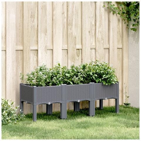 Fioriera Da Giardino Con Gambe Grigia 120x40x42 Cm In Pp - Foto 1