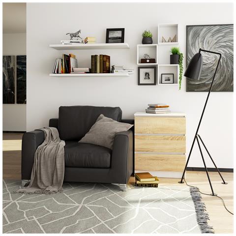 Cassettiera K60, 3 cassetti, 60x40x77 cm, Colore Bianco e Sonoma Quercia - Foto 5