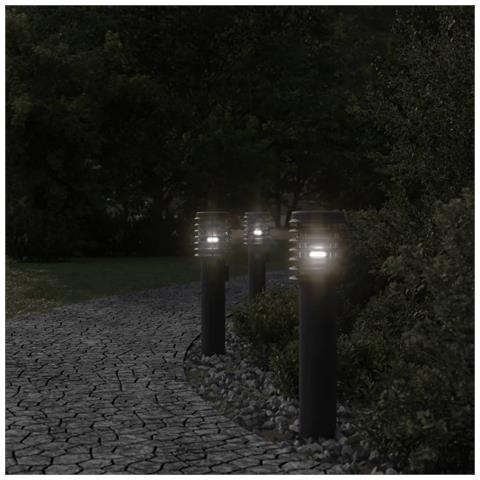 Lampade Da Terra Per Esterni Con Presa 3 Pz Nere 60 Cm Acciaio - Foto 3