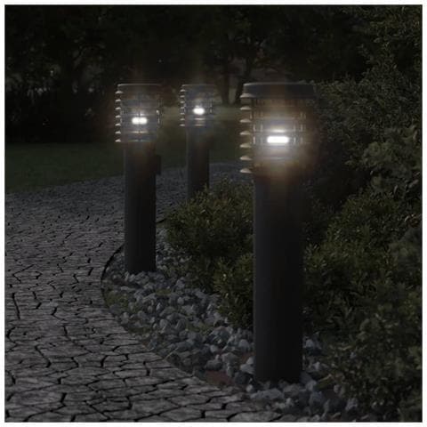 Lampade Da Terra Per Esterni Con Presa 3 Pz Nere 60 Cm Acciaio - Foto 1