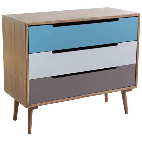 Mobile In Legno Di Pino Con 3 Cassetti Colorati Bilbao - Foto 1