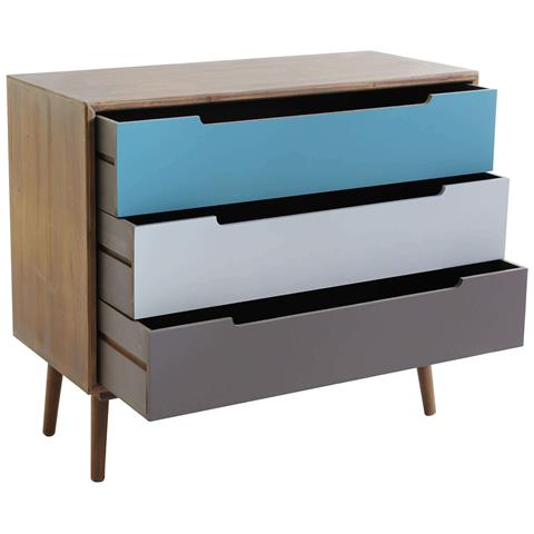 Mobile In Legno Di Pino Con 3 Cassetti Colorati Bilbao - Foto 2