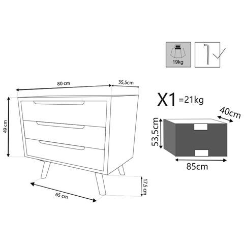 Mobile In Legno Di Pino Con 3 Cassetti Colorati Bilbao - Foto 6