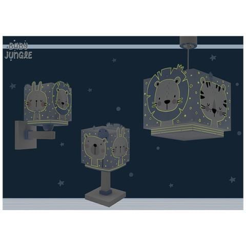 Lampada Da Comodino Per Bambini Baby Jungle Animali Jungla Blu - Foto 8
