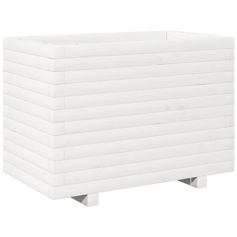 Fioriera Da Giardino Bianca 70x40x49,5cm Legno Massello Di Pino - Foto 2