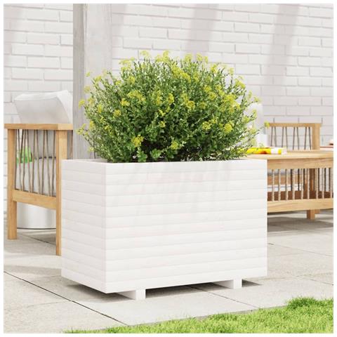 Fioriera Da Giardino Bianca 70x40x49,5cm Legno Massello Di Pino - Foto 3
