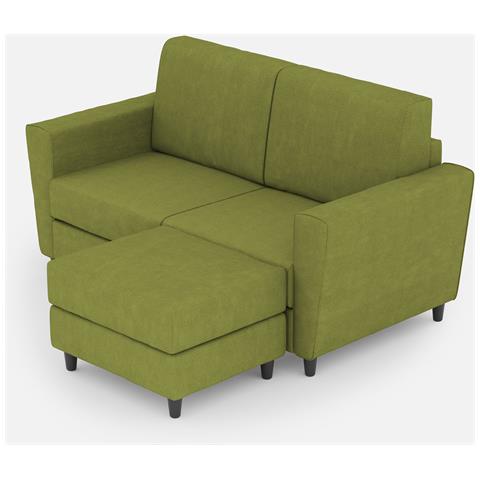 Divano Yasel 2 Posti (due Sedute Da 60cm) + Pouf Misure Esterne L. 152 P. 155 Colore Verde - Foto 1