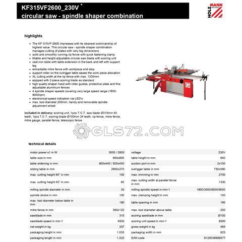 Squadratrice Fresatrice Sega Circolare Holzmann Kf315vf2600 230v - Foto 2
