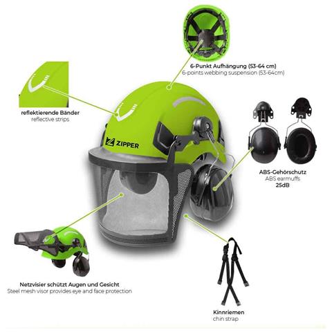 Casco Forestale Professionale Con Visiera E Cuffie Antirumore Zi-fhprofi - Foto 3
