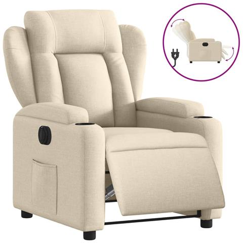 Poltrona Elettrica Reclinabile Crema In Tessuto - Foto 2
