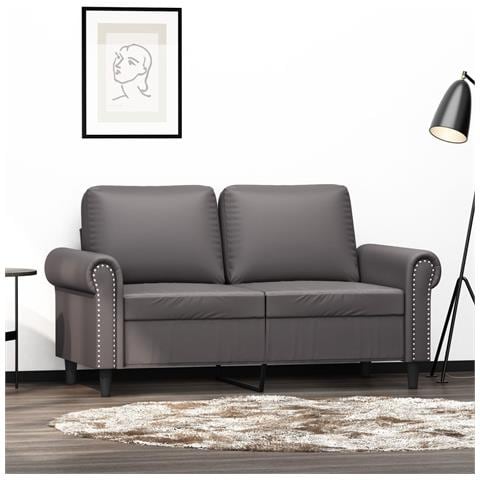 Divano A 2 Posti Grigio 120 Cm In Similpelle - Foto 1