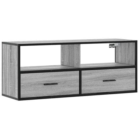 Mobile Tv Grigio Sonoma 100x31x39,5cm Legno Multistrato Metallo - Foto 2