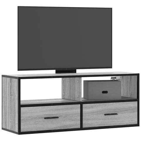 Mobile Tv Grigio Sonoma 100x31x39,5cm Legno Multistrato Metallo - Foto 1