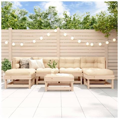 Set Salotto Da Giardino 7 Pz In Legno Massello Di Pino - Foto 1