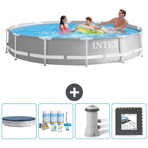 Piscina Fuori Terra - In Giro - 366x366x76 Cm - Grigio - Include Accessori Coordinati Cb3 - Foto 1