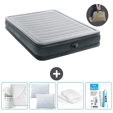 Set Materassino Gonfiabile - 203x152x33 Cm - Lichtgrijs - Include Accessori Coordinati Cb15 - Foto 1