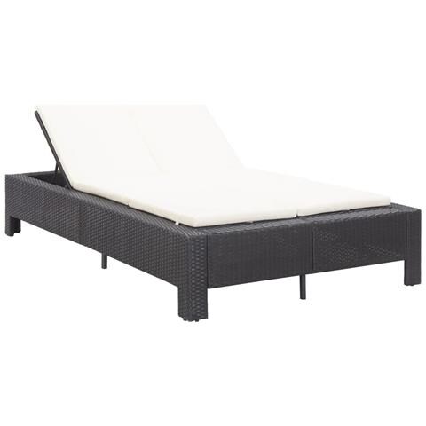 Lettino Prendisole A 2 Posti Con Cuscino Nero In Polyrattan - Foto 2