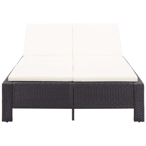 Lettino Prendisole A 2 Posti Con Cuscino Nero In Polyrattan - Foto 1