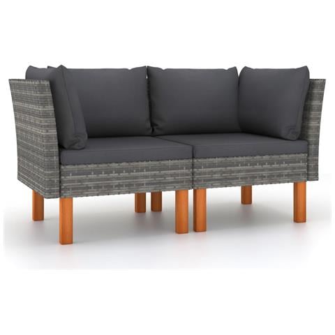 Poltrone Angolari 2 Pz Polyrattan E Legno Massello Di Eucalipto - Foto 2